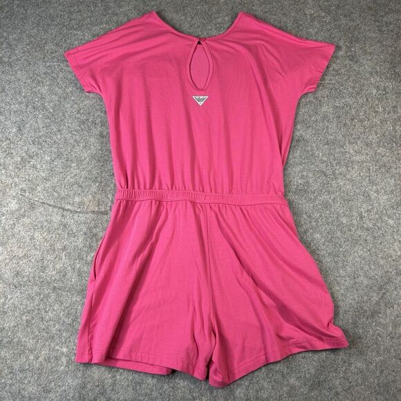 Columbia PFG Romper Womens Medium Pink Short Sleeves Drawstring Waist Casual - Picture 8 of 11